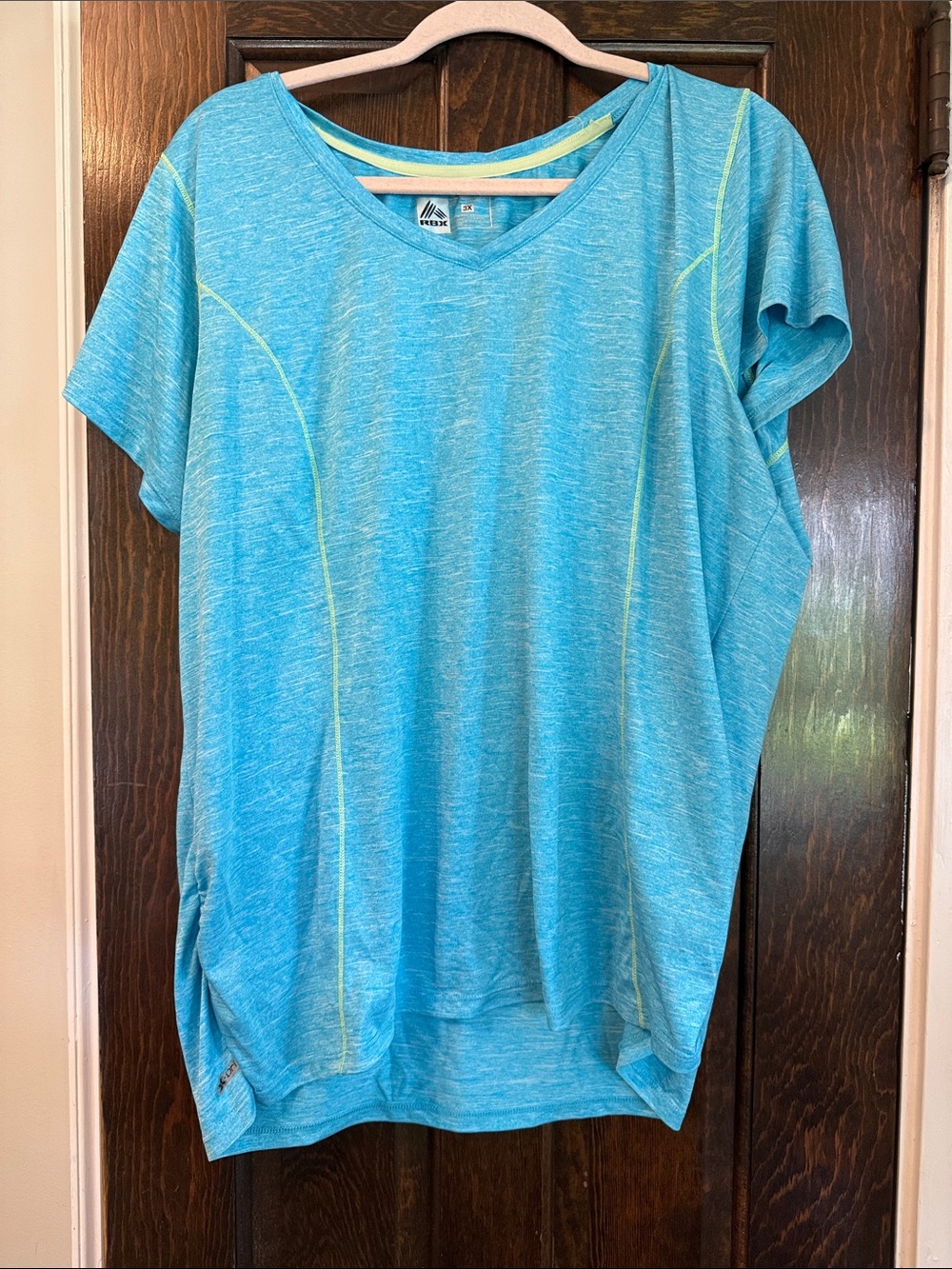 RBX Blue Short Sleeve Athletic Tee with Lime Stitching